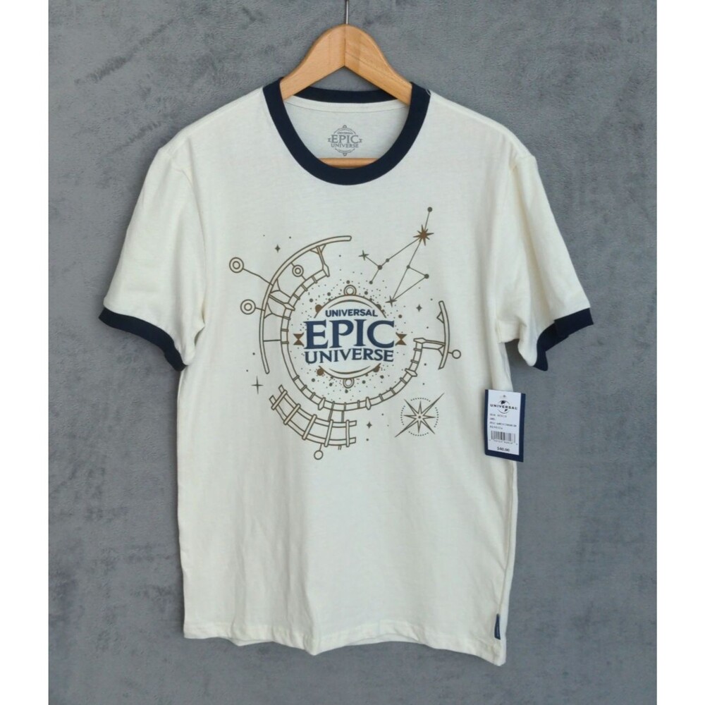 NWT Universal Epic Universe Anniversary Ringer T-shirt Adult Small Spirit Jersey